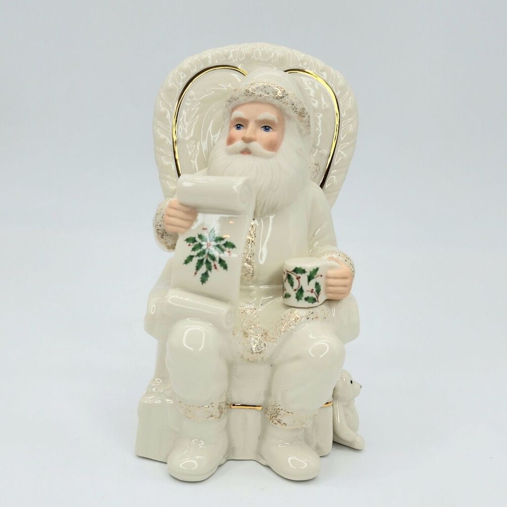 Lenox Porcelain Santa Clause Naughty or Nice Figurine Ivory 24k Gold Vintage